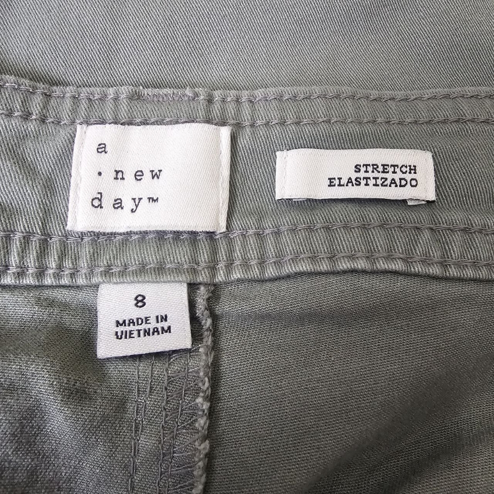 Women's High-Rise Utility Ankle Pants - A New Day Green Size 8 - Picture 5 of 7